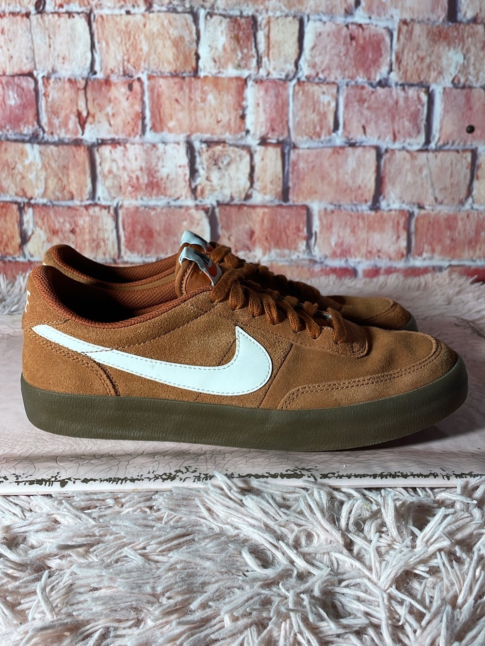 Nike Brown Suede Low-Top Sneakers with White Swoosh
